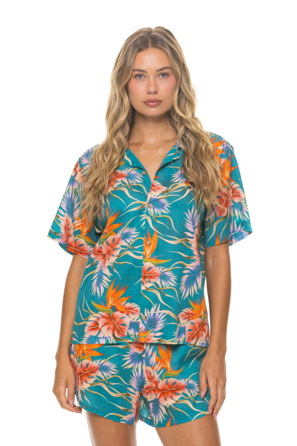 WOMENS COTTON LUXE POPLIN SHORT - BLUE HAWAII