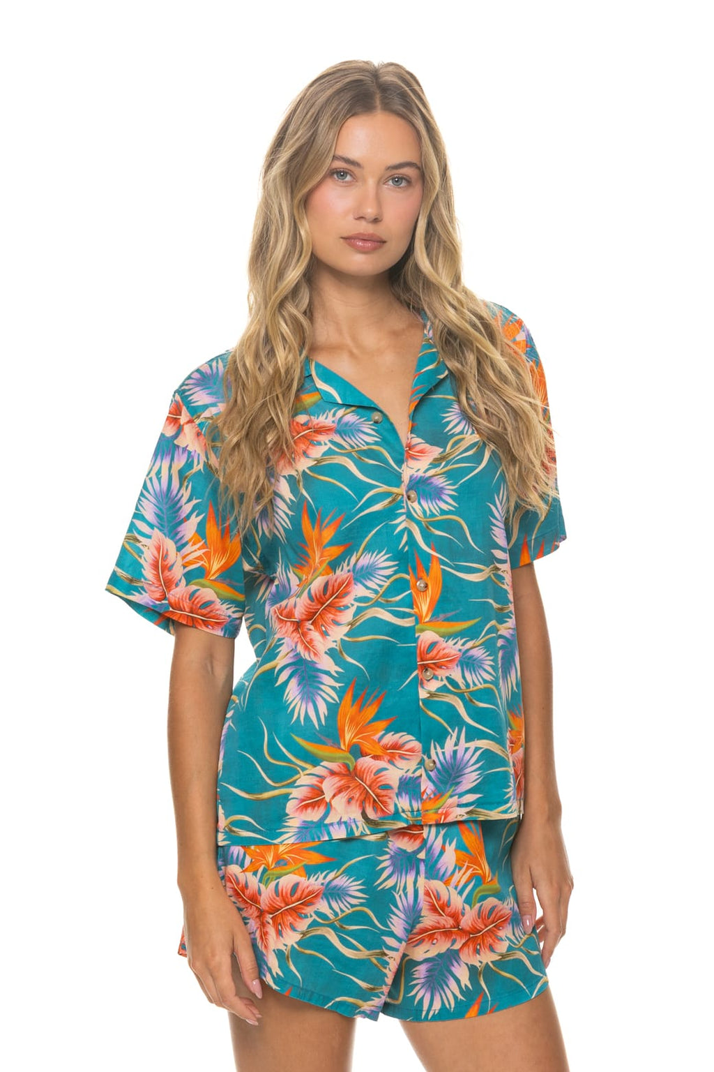 WOMENS COTTON LUXE POPLIN SHORT - BLUE HAWAII