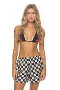 WOMENS COTTON LUXE POPLIN SHORT - VINTAGE BLACK CHECKERED