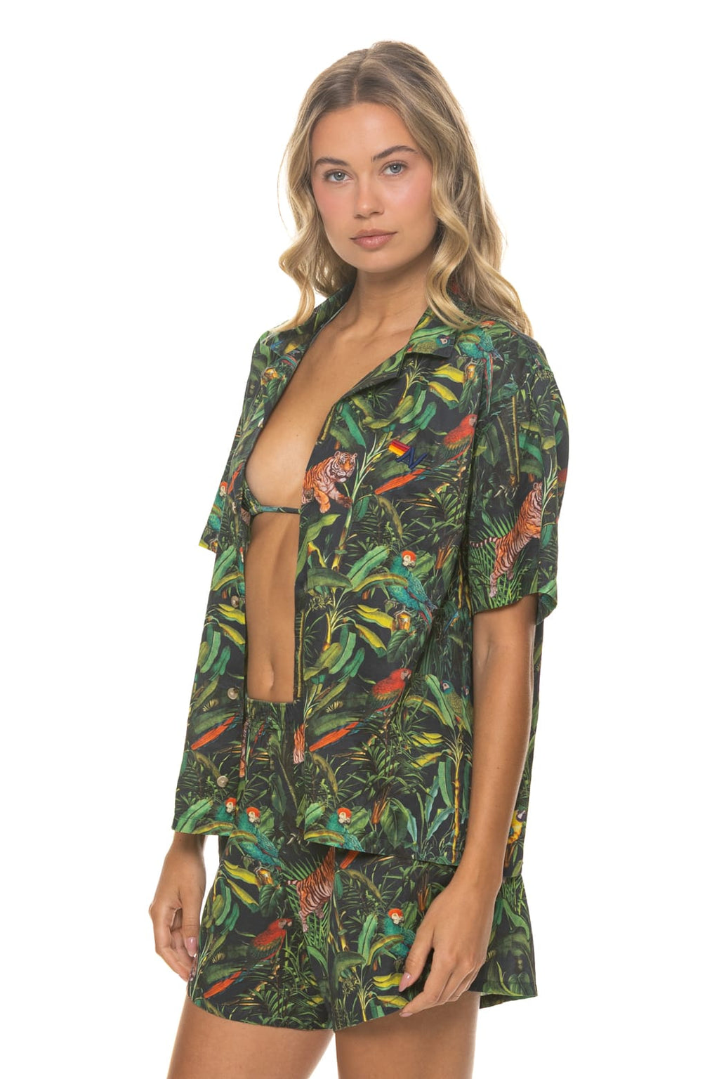 WOMENS COTTON LUXE POPLIN SHORT - VINTAGE BLACK JUNGLE
