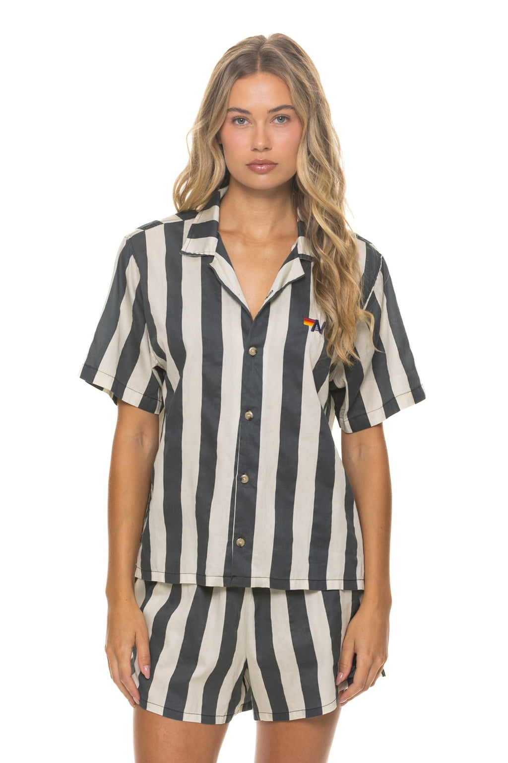 WOMENS COTTON LUXE POPLIN SHORT - VINTAGE BLACK STRIPE