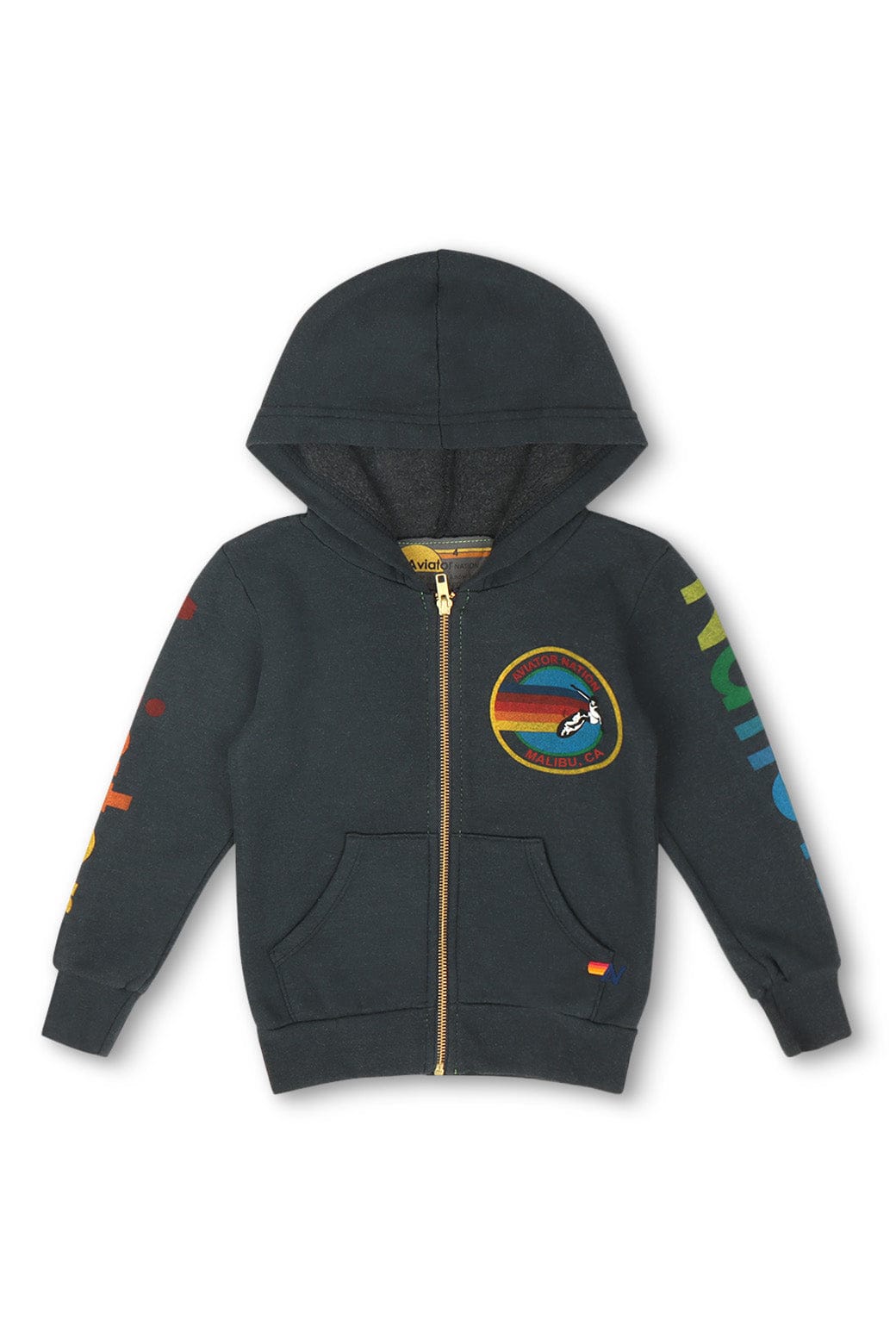 KIDS AVIATOR NATION MALIBU ZIP HOODIE - CHARCOAL