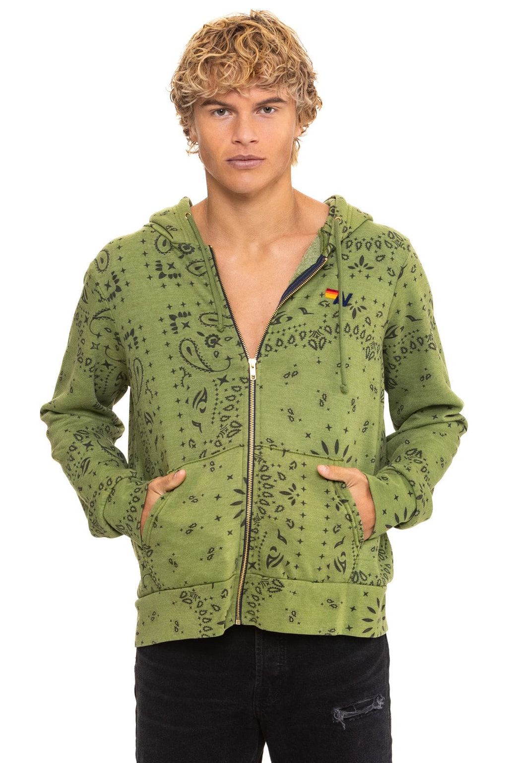 BANDANA ZIP HOODIE - JUNGLE GREEN