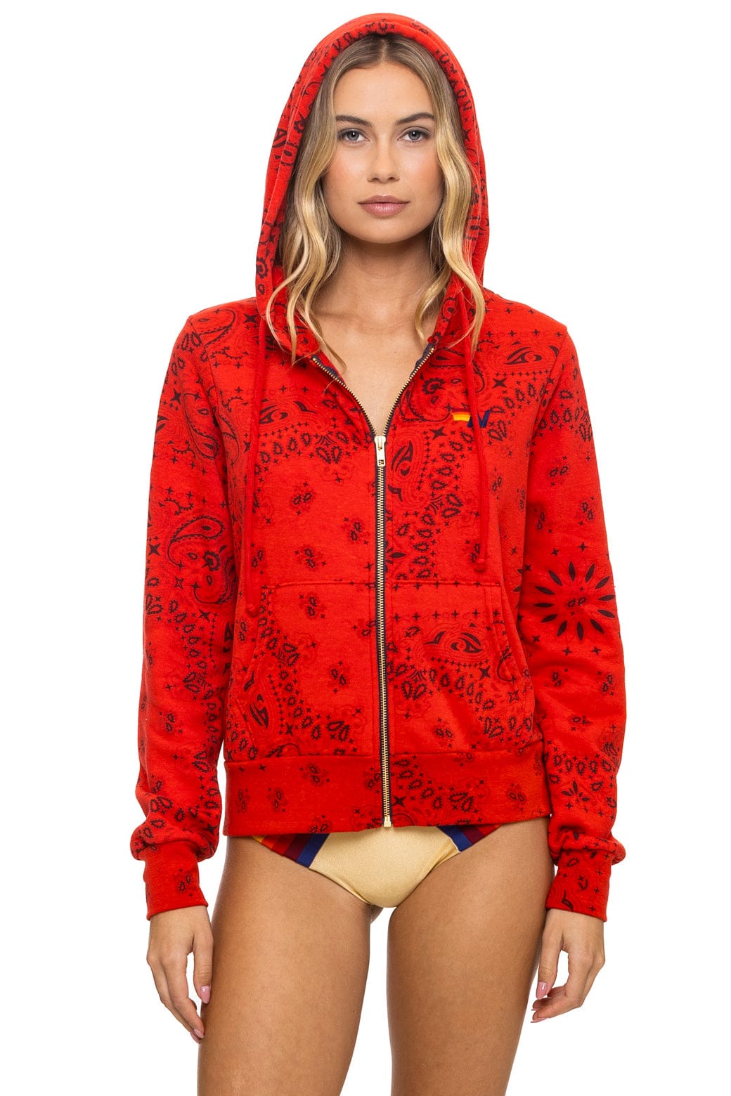 BANDANA ZIP HOODIE - RED