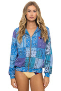 BANDANA QUILTED RELAXED ZIP HOODIE - BLUE