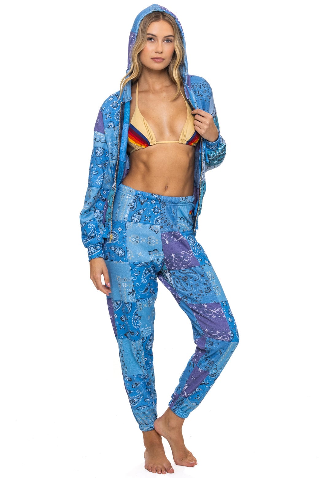 BANDANA QUILTED SWEATPANTS - BLUE