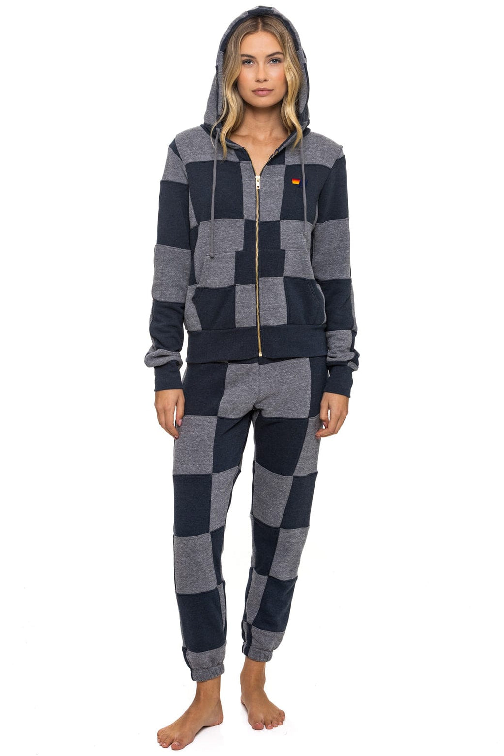 CHECK QUILTED SWEATPANTS - HEATHER CHARCOAL