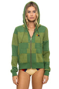 CHECK QUILT ZIP HOODIE - JUNGLE GREEN PALM