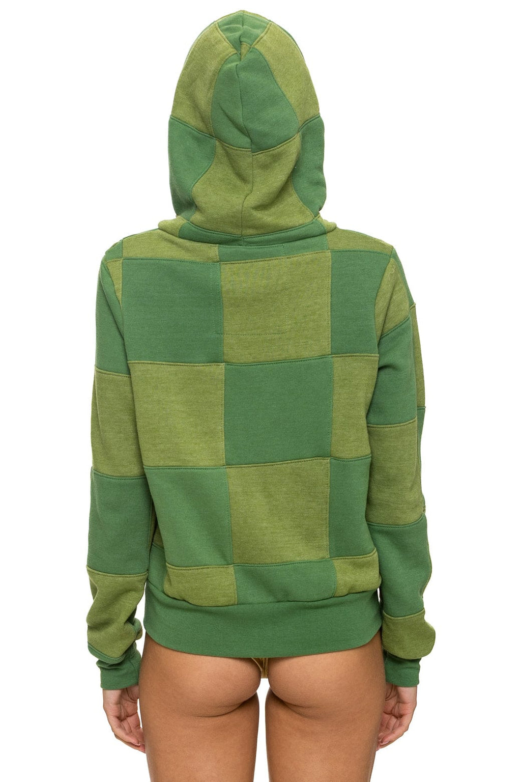 CHECK QUILT ZIP HOODIE - JUNGLE GREEN PALM