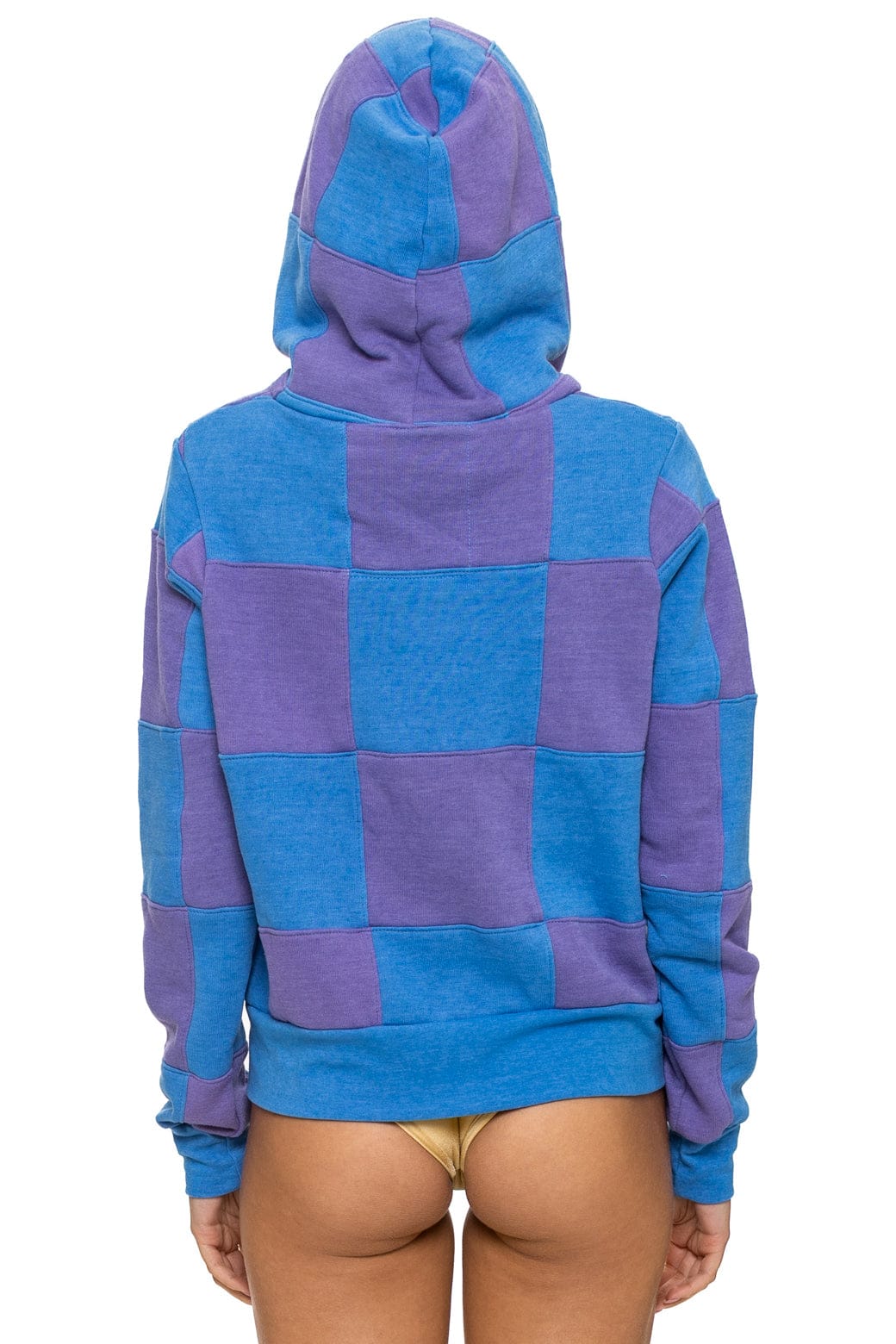 CHECK QUILT ZIP HOODIE - LAVENDER OCEAN