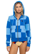 CHECK QUILT ZIP HOODIE - SKY ADVENTURE BLUE