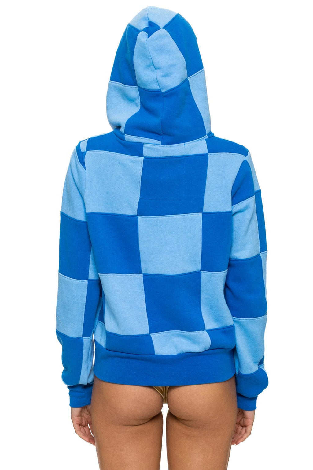 CHECK QUILT ZIP HOODIE - SKY ADVENTURE BLUE