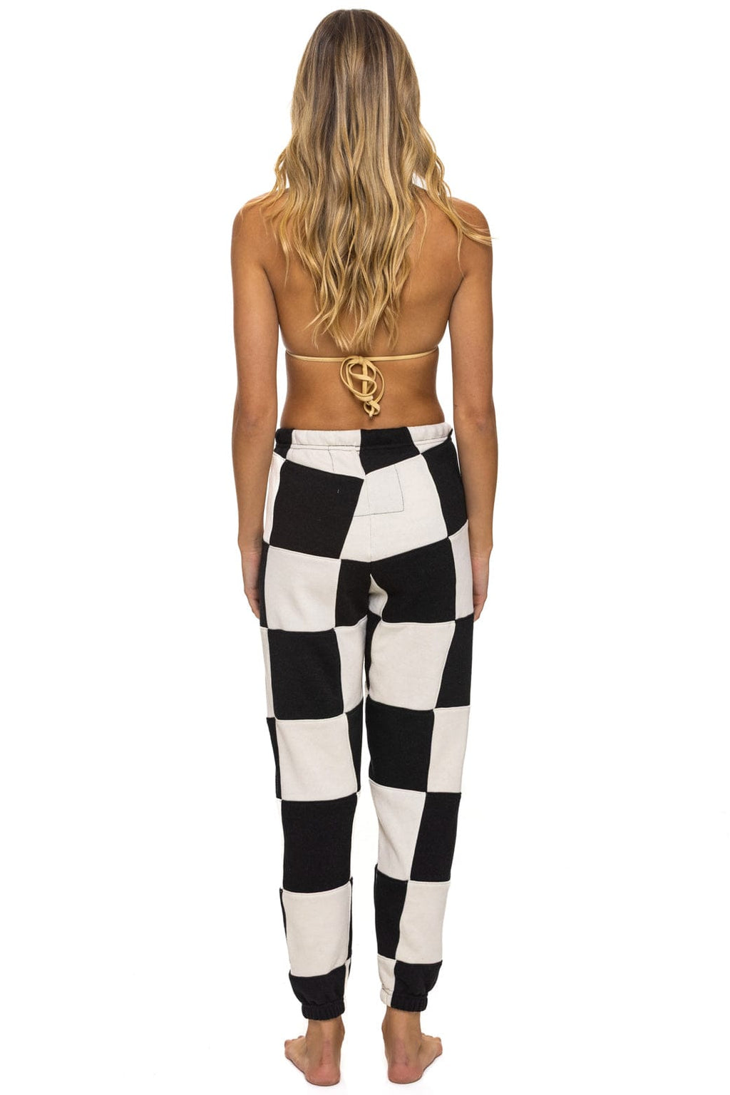 CHECK QUILTED SWEATPANTS - VINTAGE WHITE BLACK