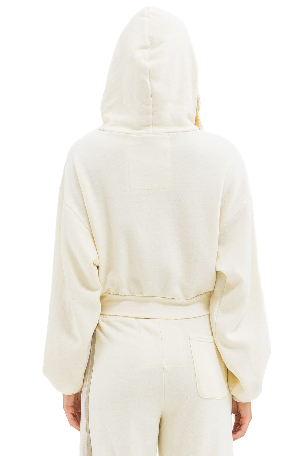 5 STRIPE CROPPED ZIP HOODIE RELAXED - VINTAGE WHITE WHITE GREY