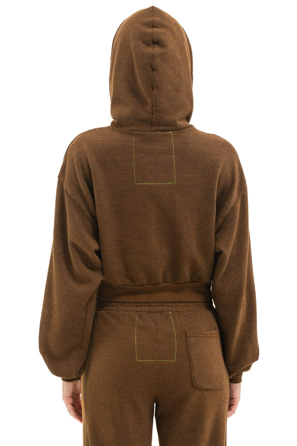 5 STRIPE CROPPED ZIP HOODIE RELAXED - CHOCOLATE ESPRESSO