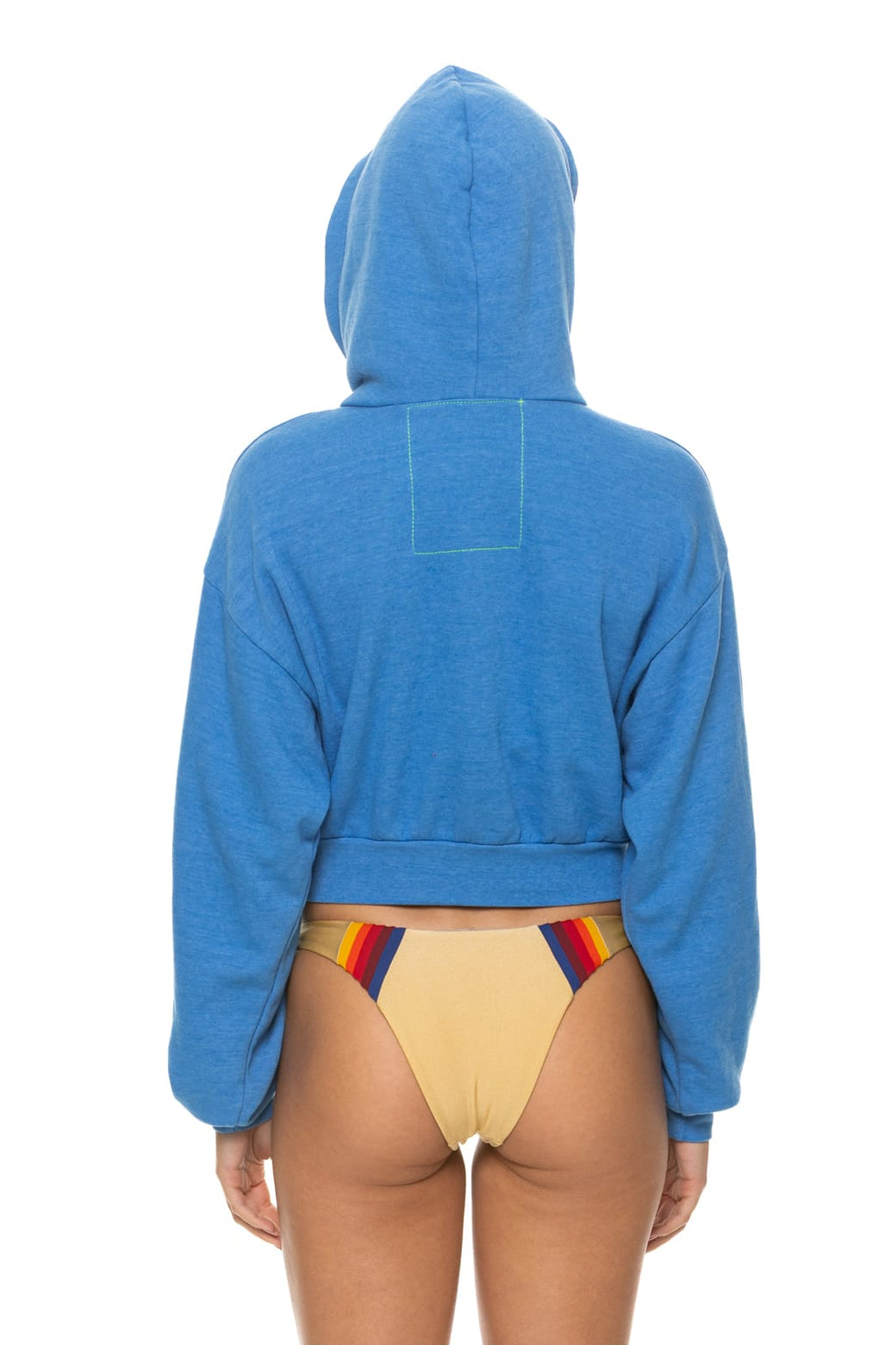 5 STRIPE CROPPED ZIP HOODIE RELAXED - OCEAN BLUE
