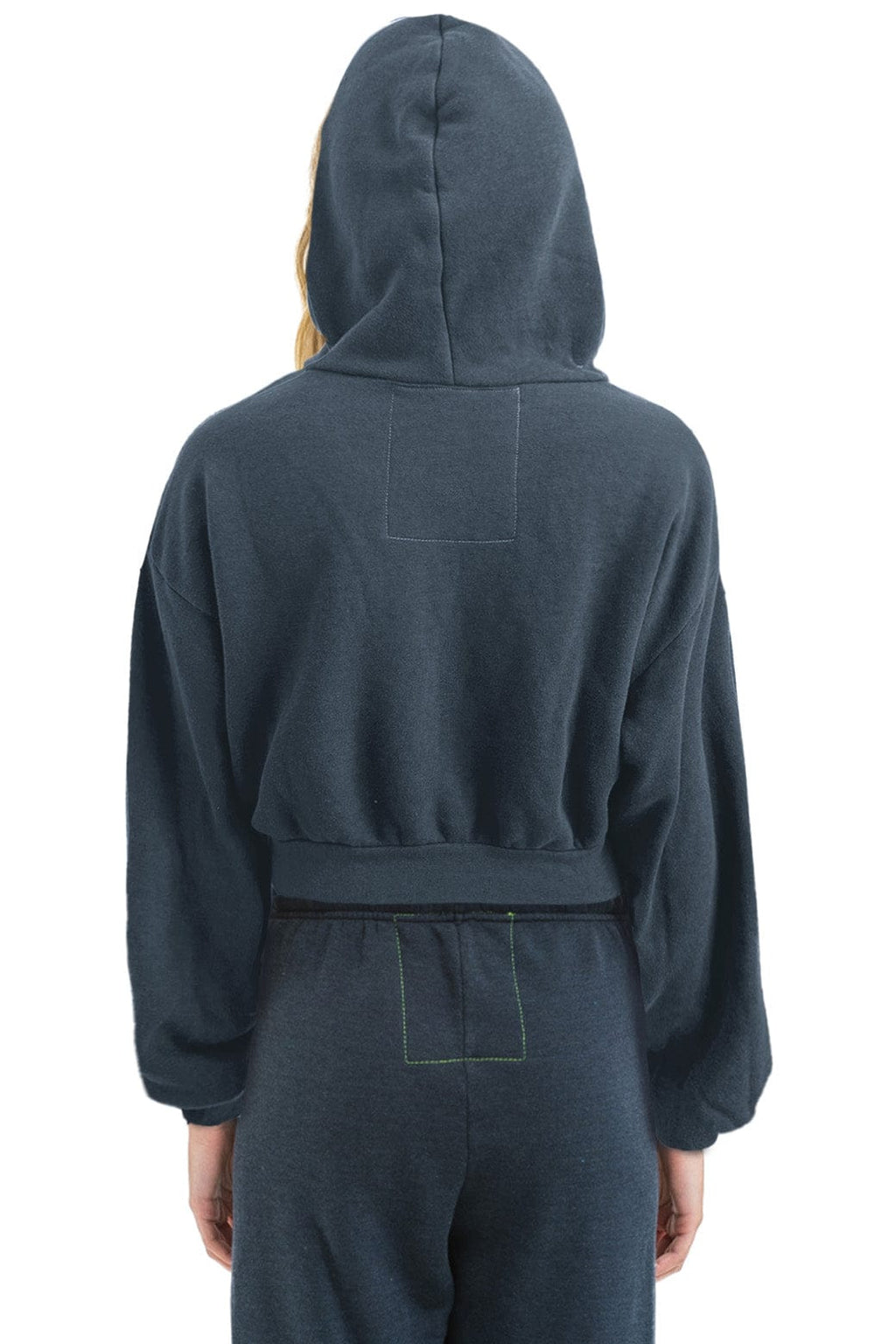 SUNSET PATCH RELAXED CROPPED ZIP HOODIE - CHARCOAL