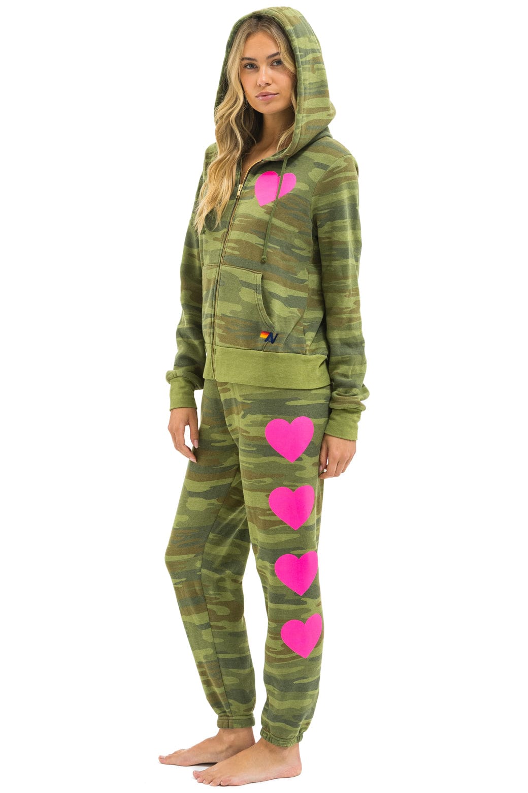 HEART 2 HOODIE - CAMO NEON PINK