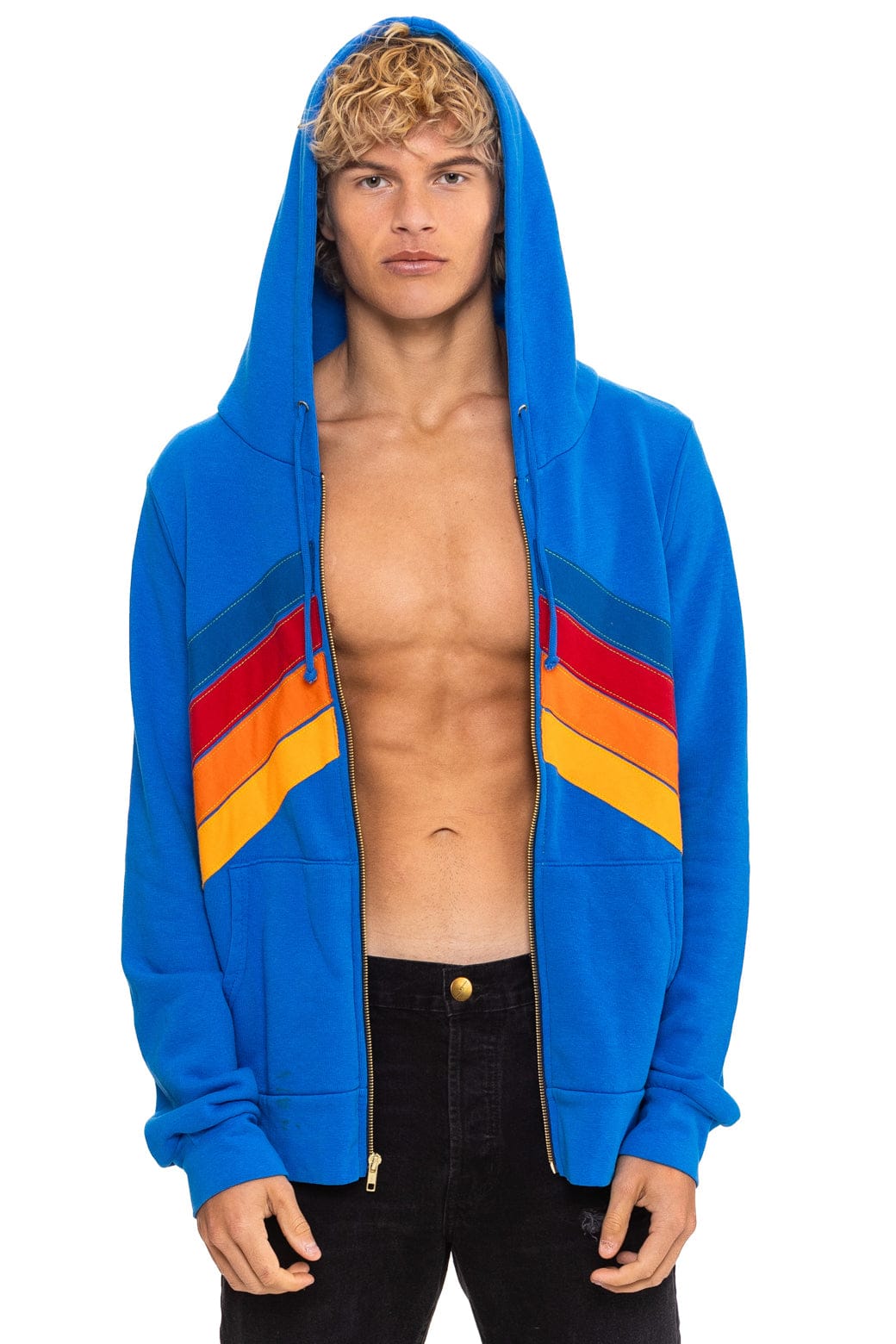 MOUNTAIN STITCH CHEVRON 4 ZIP HOODIE - ADVENTURE BLUE