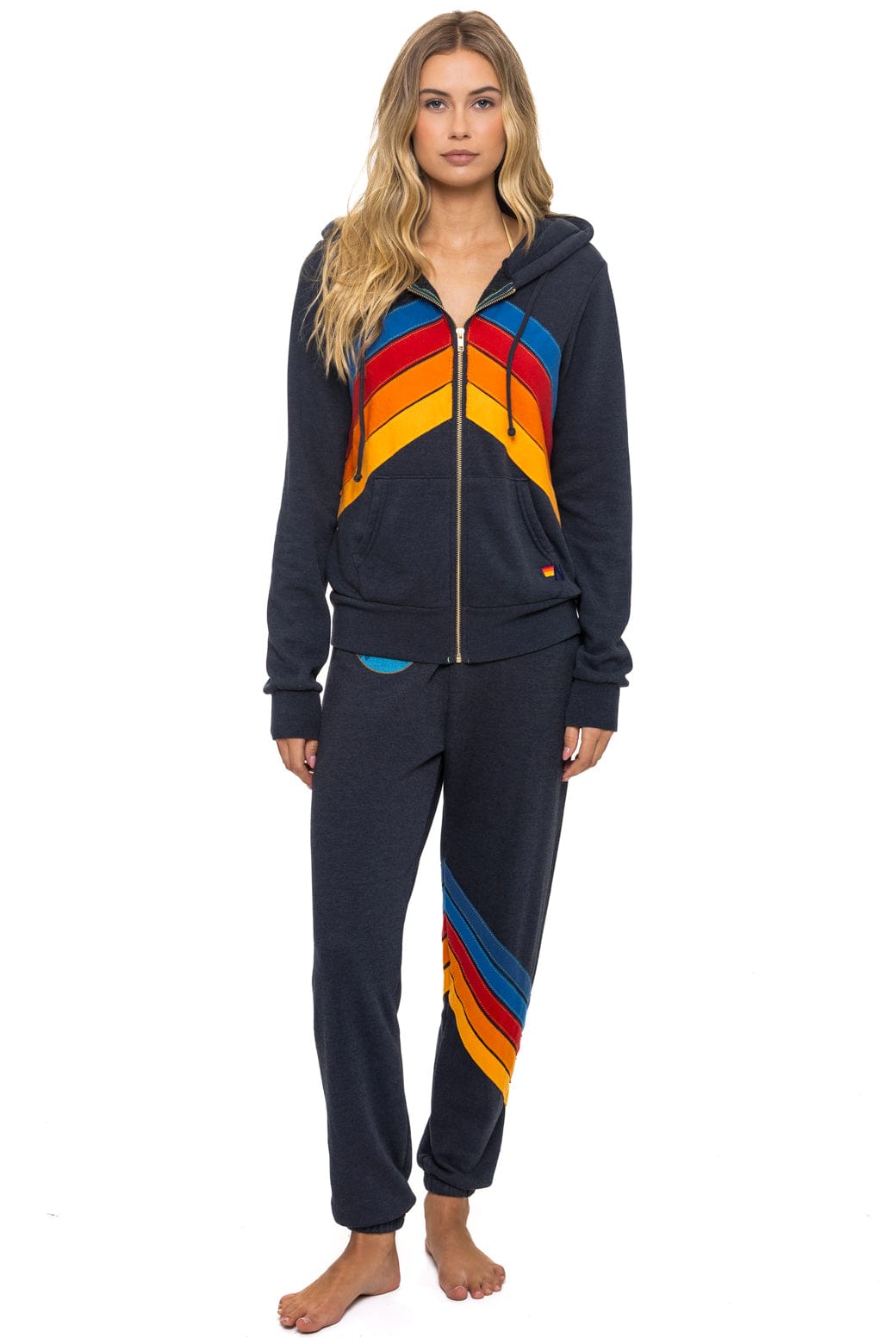 MOUNTAIN STITCH CHEVRON 4 ZIP HOODIE - CHARCOAL