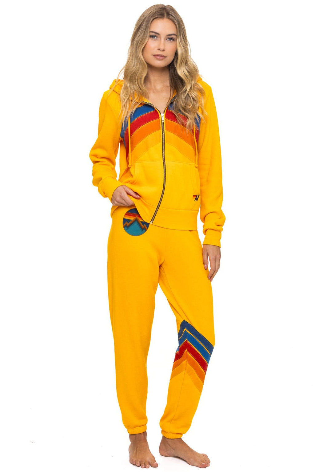 MOUNTAIN STITCH CHEVRON 4 ZIP HOODIE - GOLD