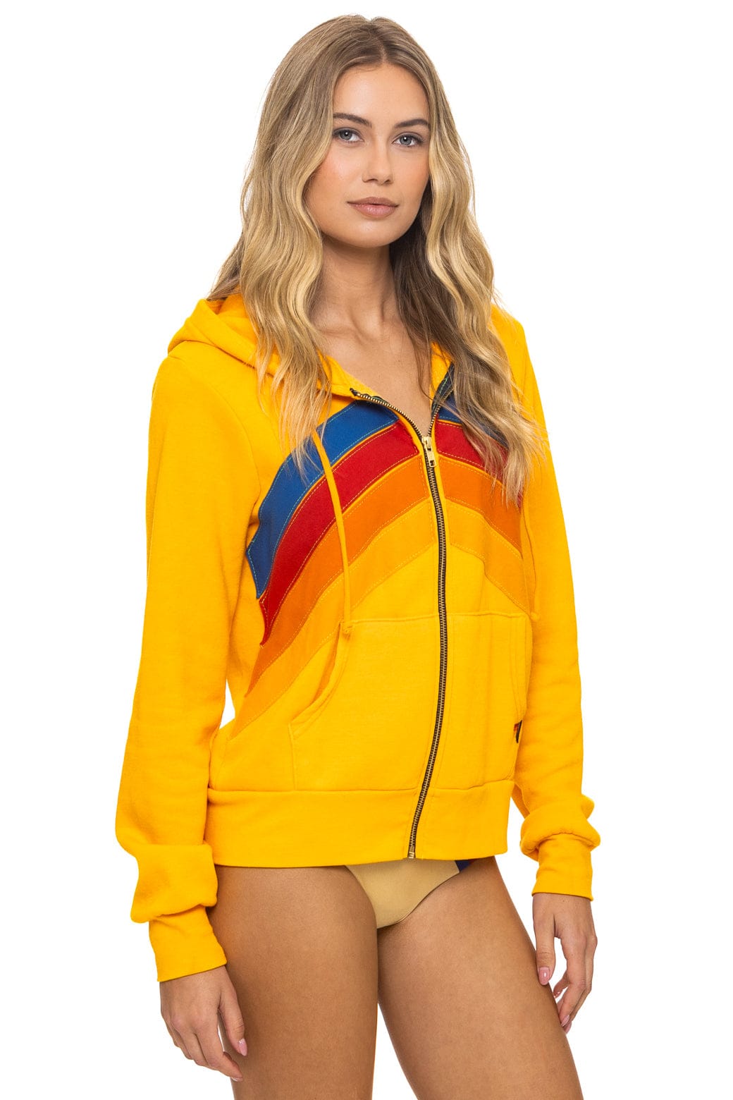 MOUNTAIN STITCH CHEVRON 4 ZIP HOODIE - GOLD