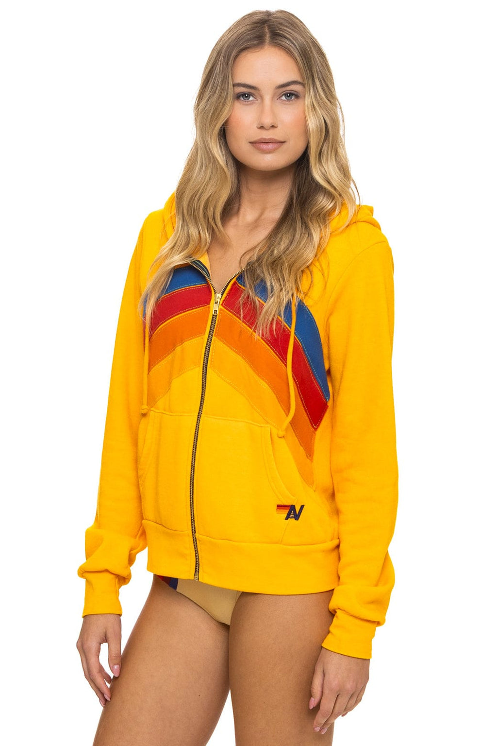 MOUNTAIN STITCH CHEVRON 4 ZIP HOODIE - GOLD