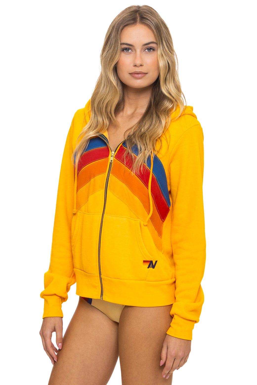 MOUNTAIN STITCH CHEVRON 4 ZIP HOODIE - GOLD