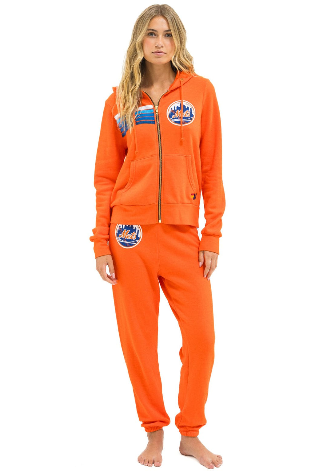 NY METS 5 STRIPE UNISEX SWEATPANTS - ORANGE BLUE