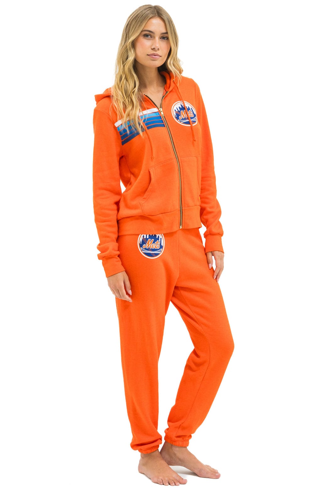 NY METS 5 STRIPE UNISEX SWEATPANTS - ORANGE BLUE