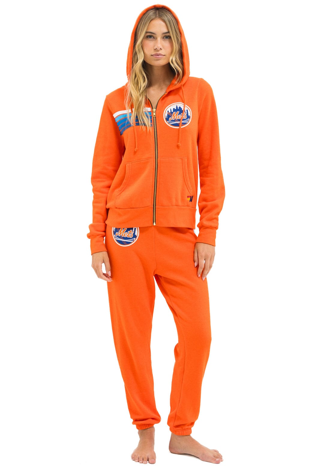 NY METS 5 STRIPE UNISEX SWEATPANTS - ORANGE BLUE