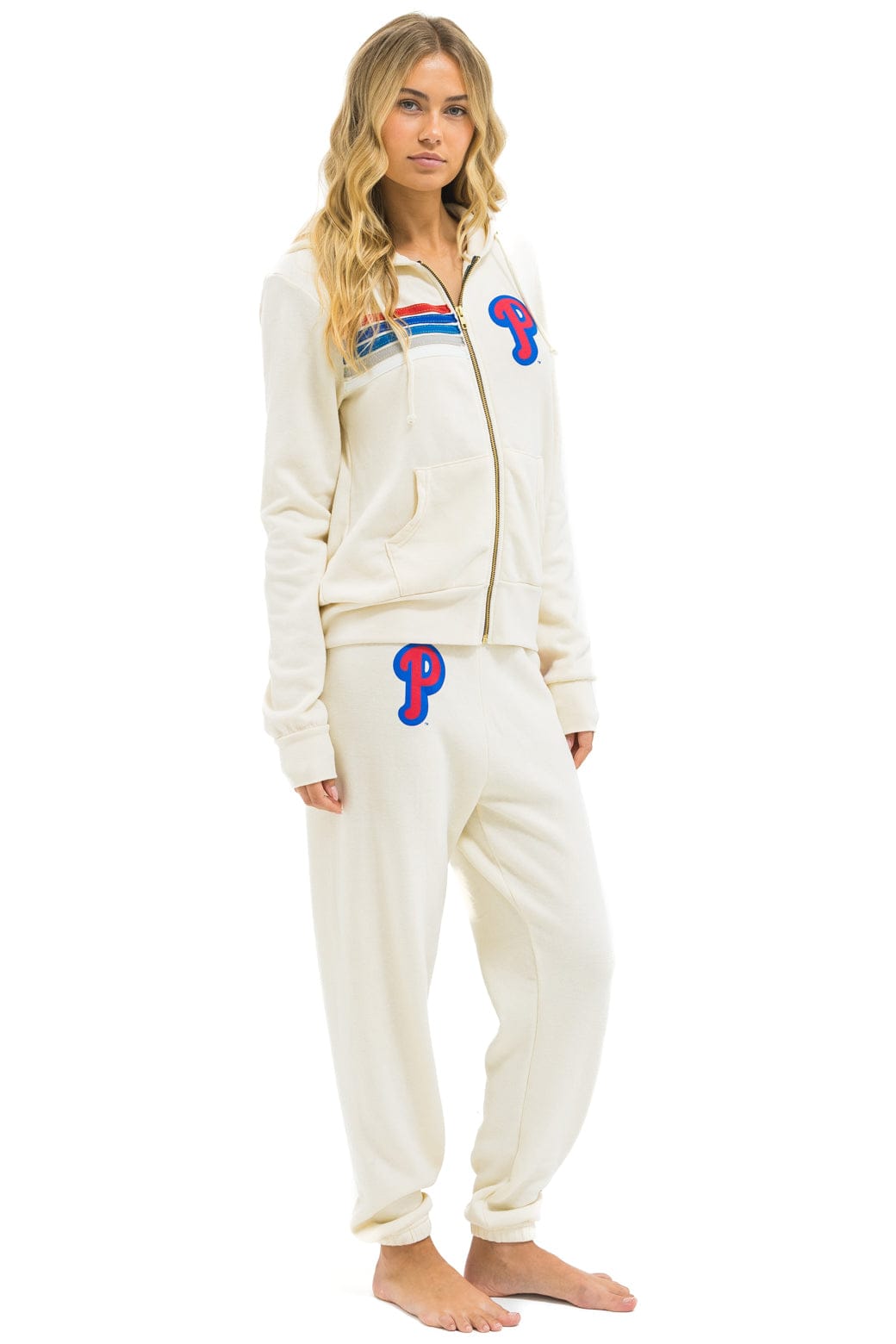 PHILLIES 5 STRIPE SWEATPANTS - VINTAGE WHITE USA