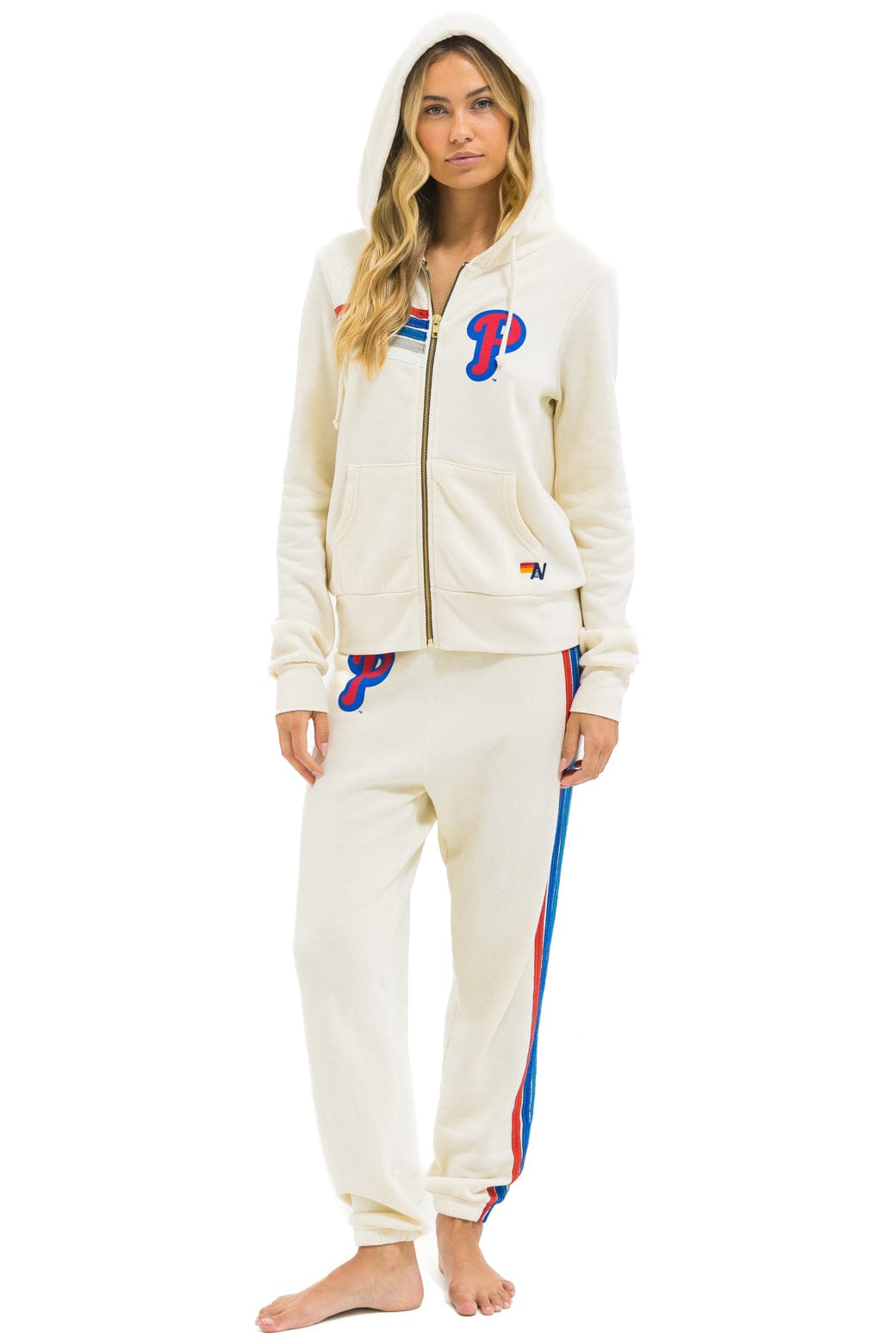 PHILLIES 5 STRIPE SWEATPANTS - VINTAGE WHITE USA