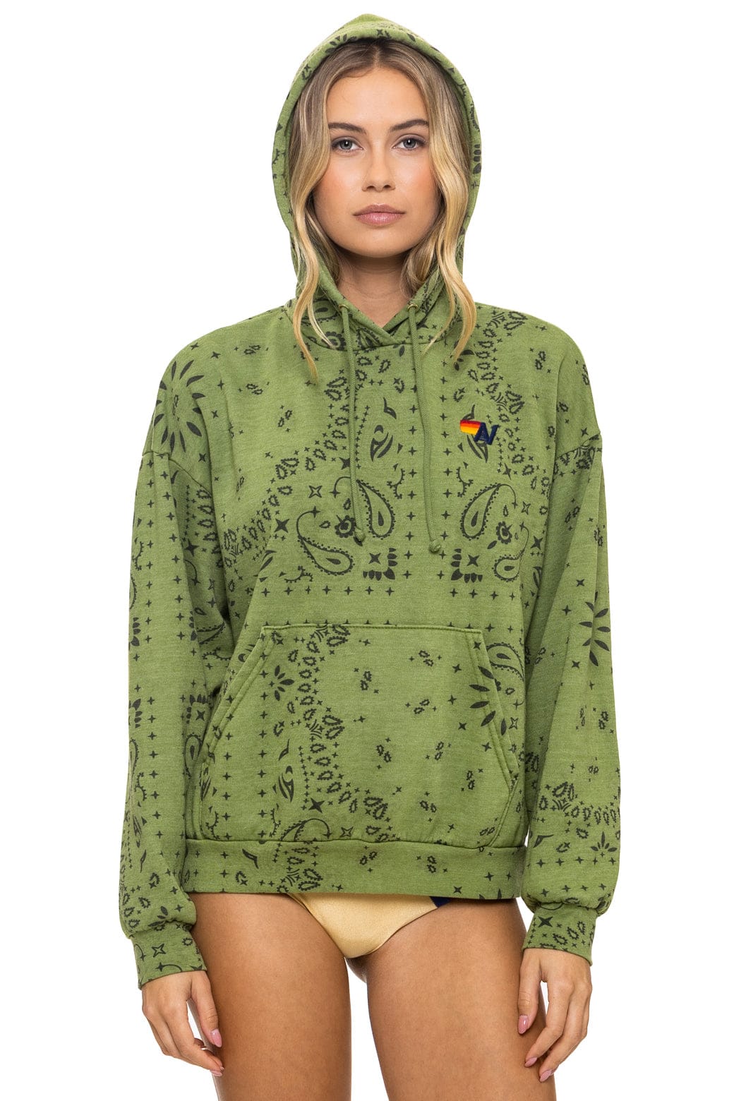 BANDANA RELAXED PULLOVER HOODIE - JUNGLE GREEN