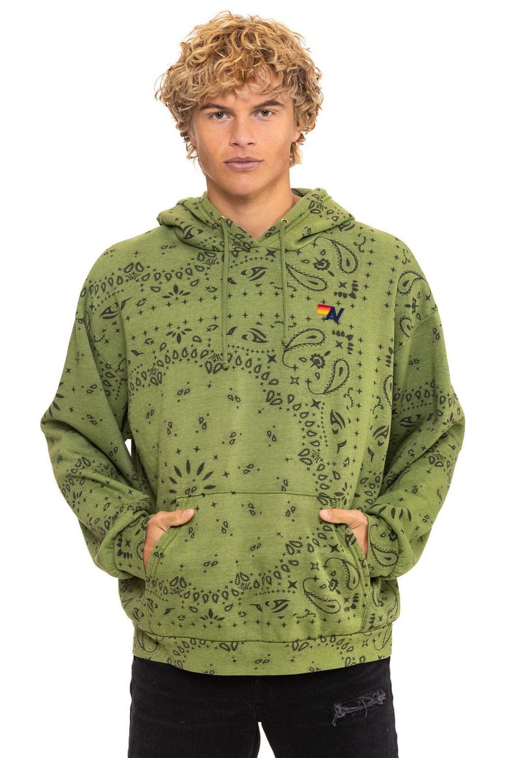 BANDANA RELAXED PULLOVER HOODIE - JUNGLE GREEN