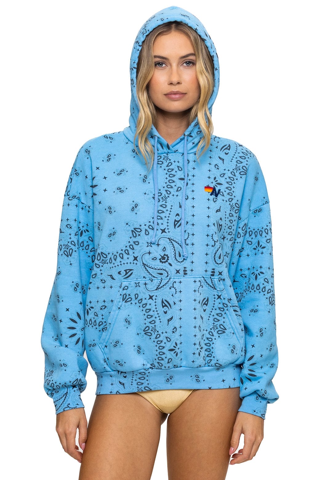 BANDANA RELAXED PULLOVER HOODIE - SKY