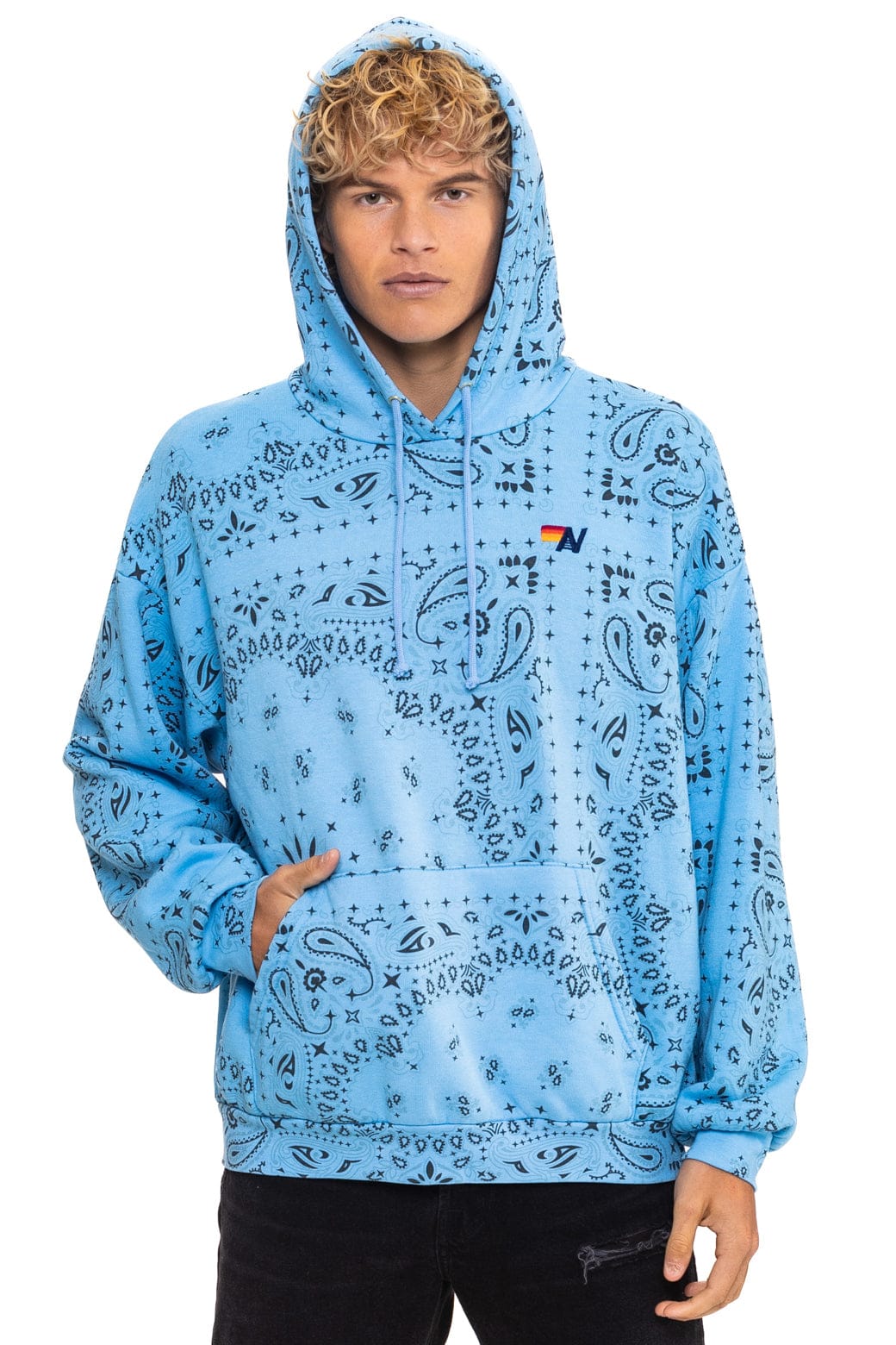 BANDANA RELAXED PULLOVER HOODIE - SKY