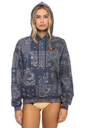 BANDANA QUILTED RELAXED PULLOVER HOODIE - CHARCOAL