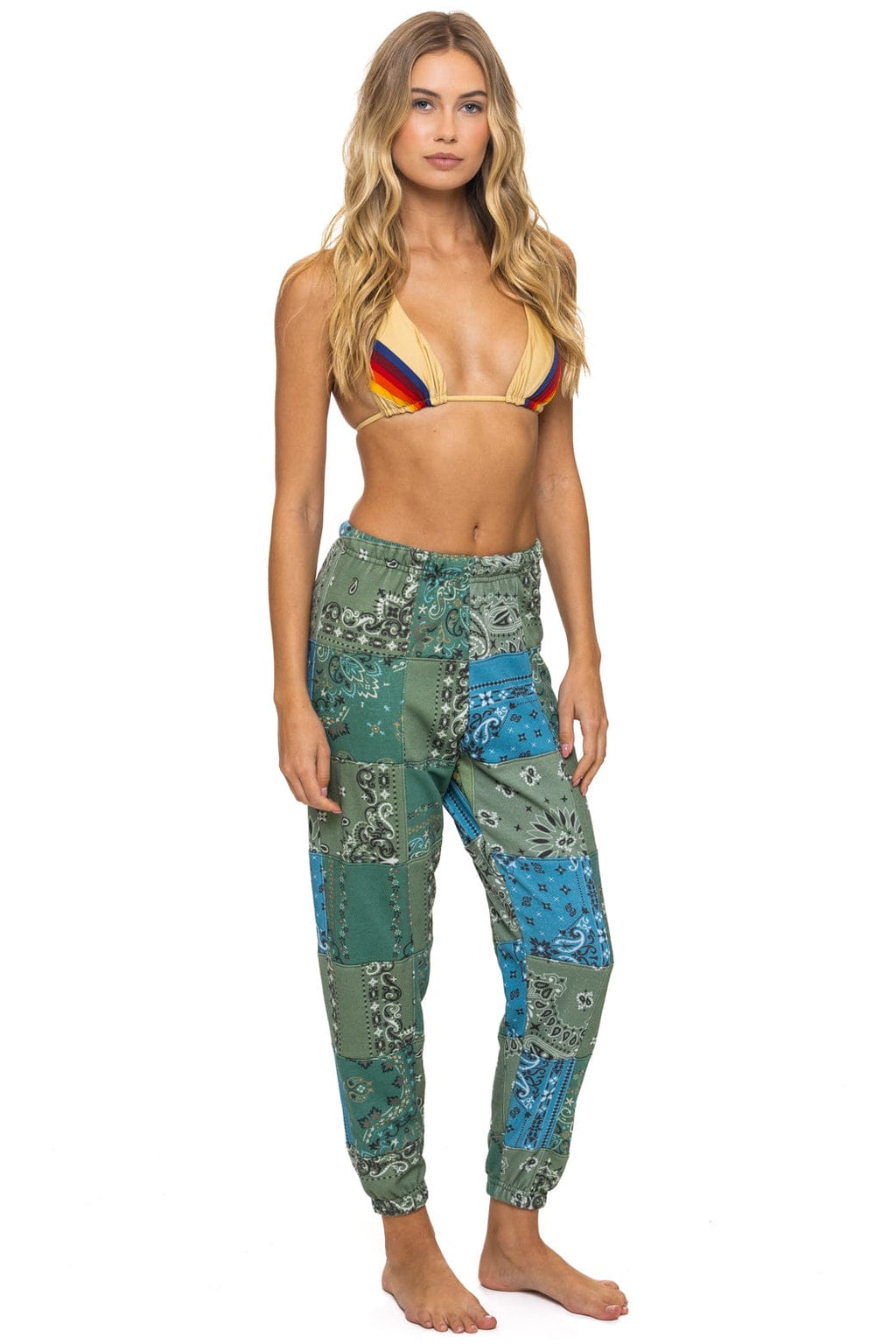 BANDANA QUILTED SWEATPANTS - GREEN