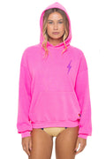 BOLT STITCH RELAXED PULLOVER HOODIE - NEON PINK NEON PURPLE