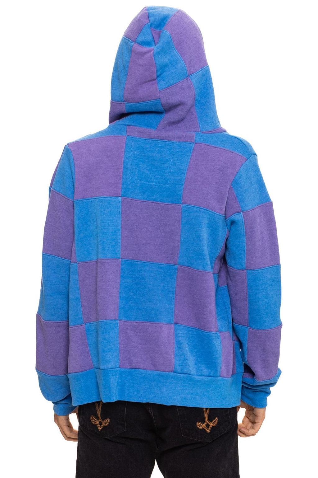 CHECK QUILT ZIP HOODIE - LAVENDER OCEAN