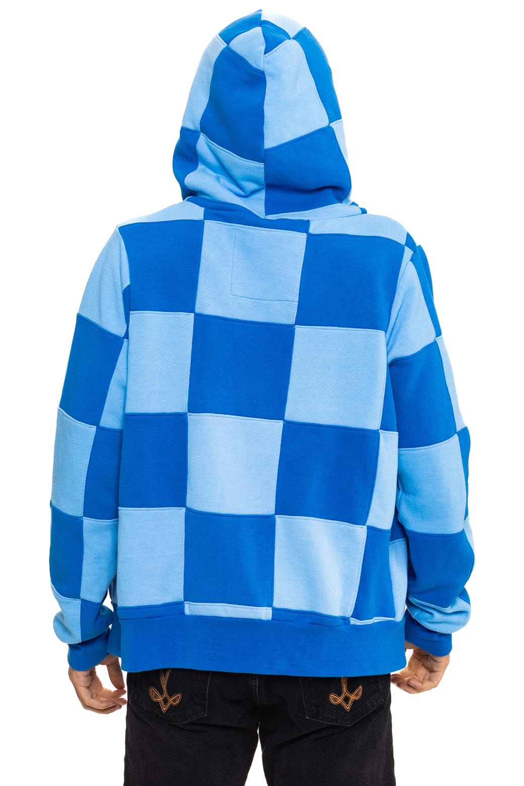 CHECK QUILT ZIP HOODIE - SKY ADVENTURE BLUE