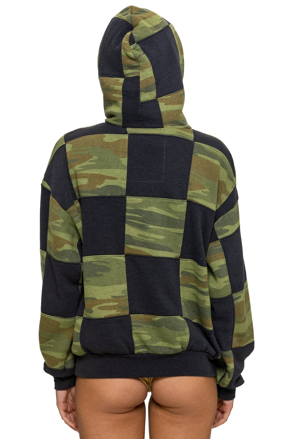 CHECK QUILT RELAXED PULLOVER HOODIE - SMOKE CAMO