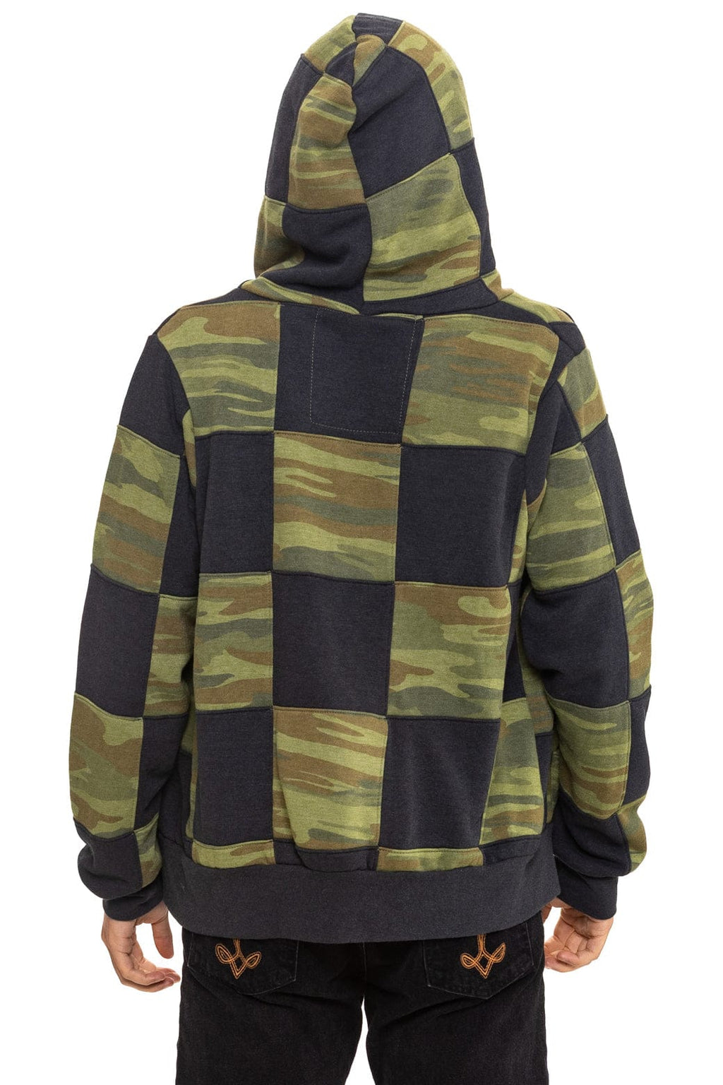 CHECK QUILT ZIP HOODIE - SMOKE CAMO
