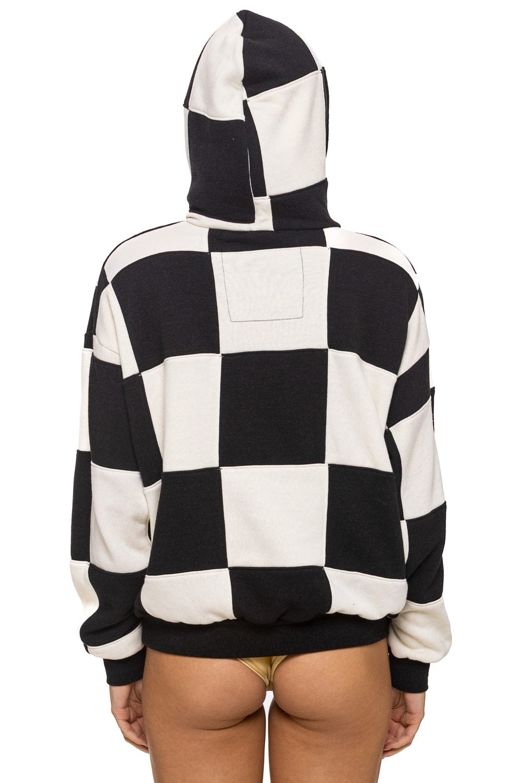 CHECK QUILT RELAXED PULLOVER HOODIE - VINTAGE WHITE BLACK