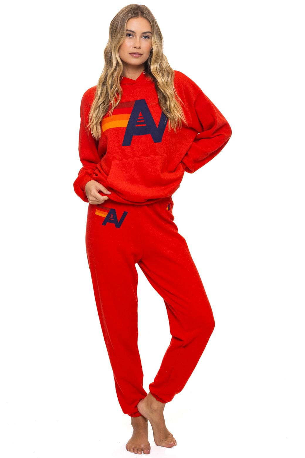 LOGO PULLOVER RELAXED HOODIE - RED