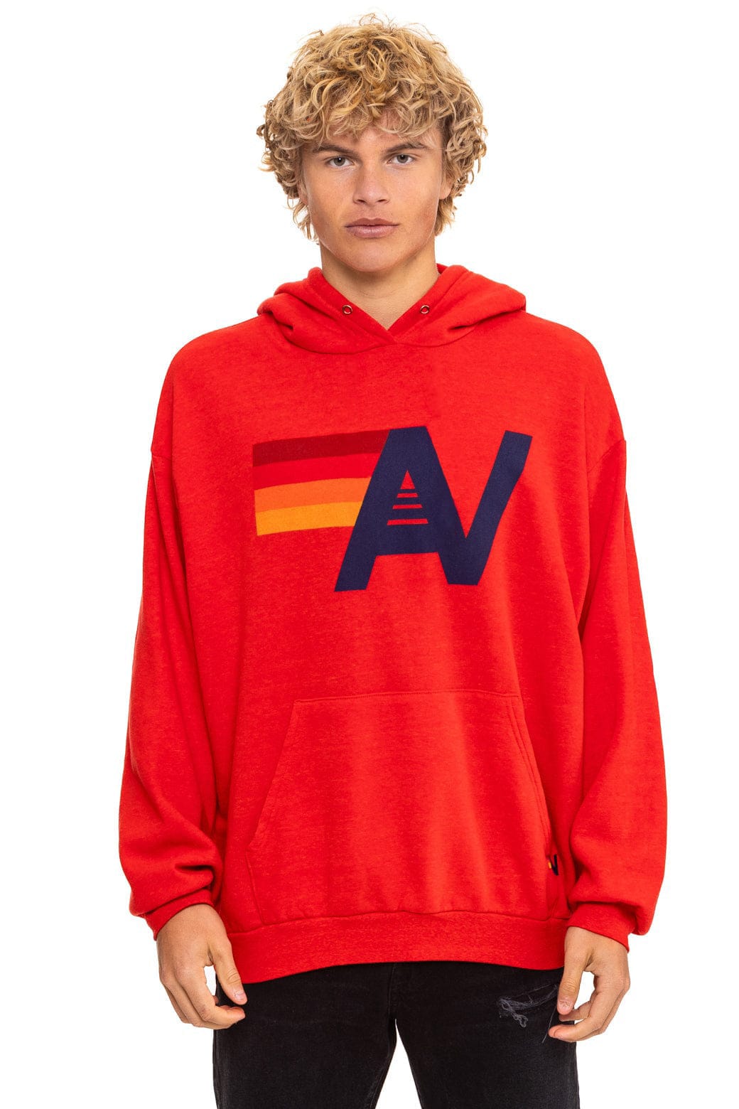 LOGO PULLOVER RELAXED HOODIE - RED