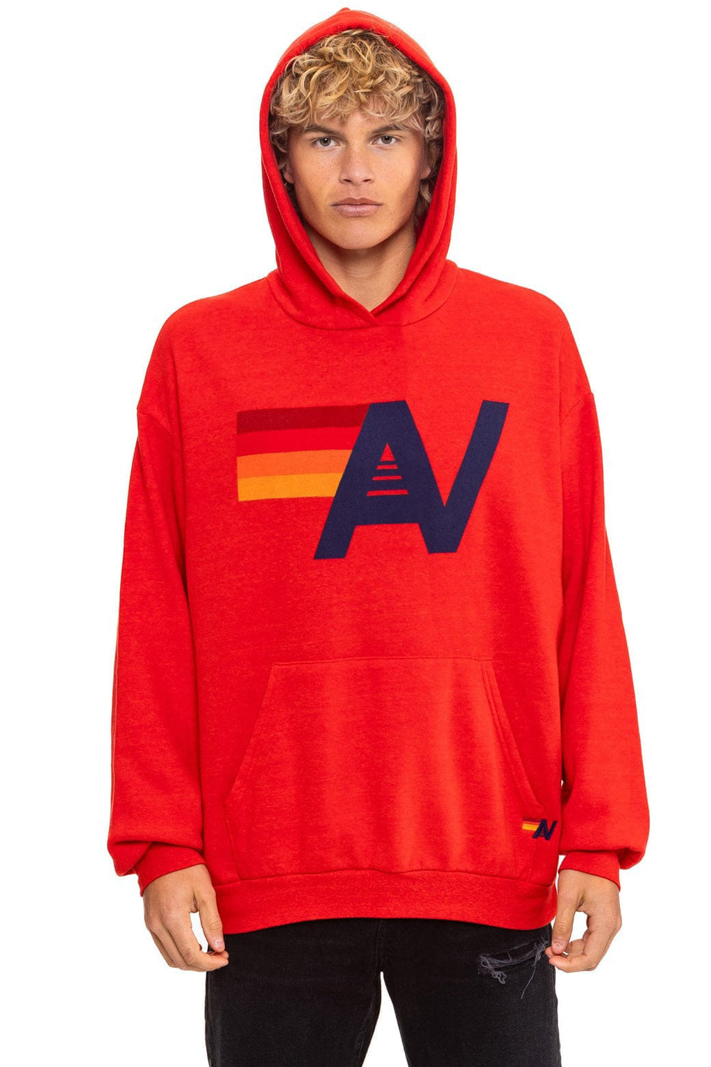 LOGO PULLOVER RELAXED HOODIE - RED