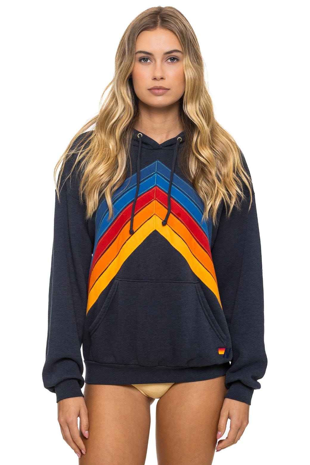 MOUNTAIN STITCH CHEVRON PULLOVER HOODIE RELAXED - CHARCOAL