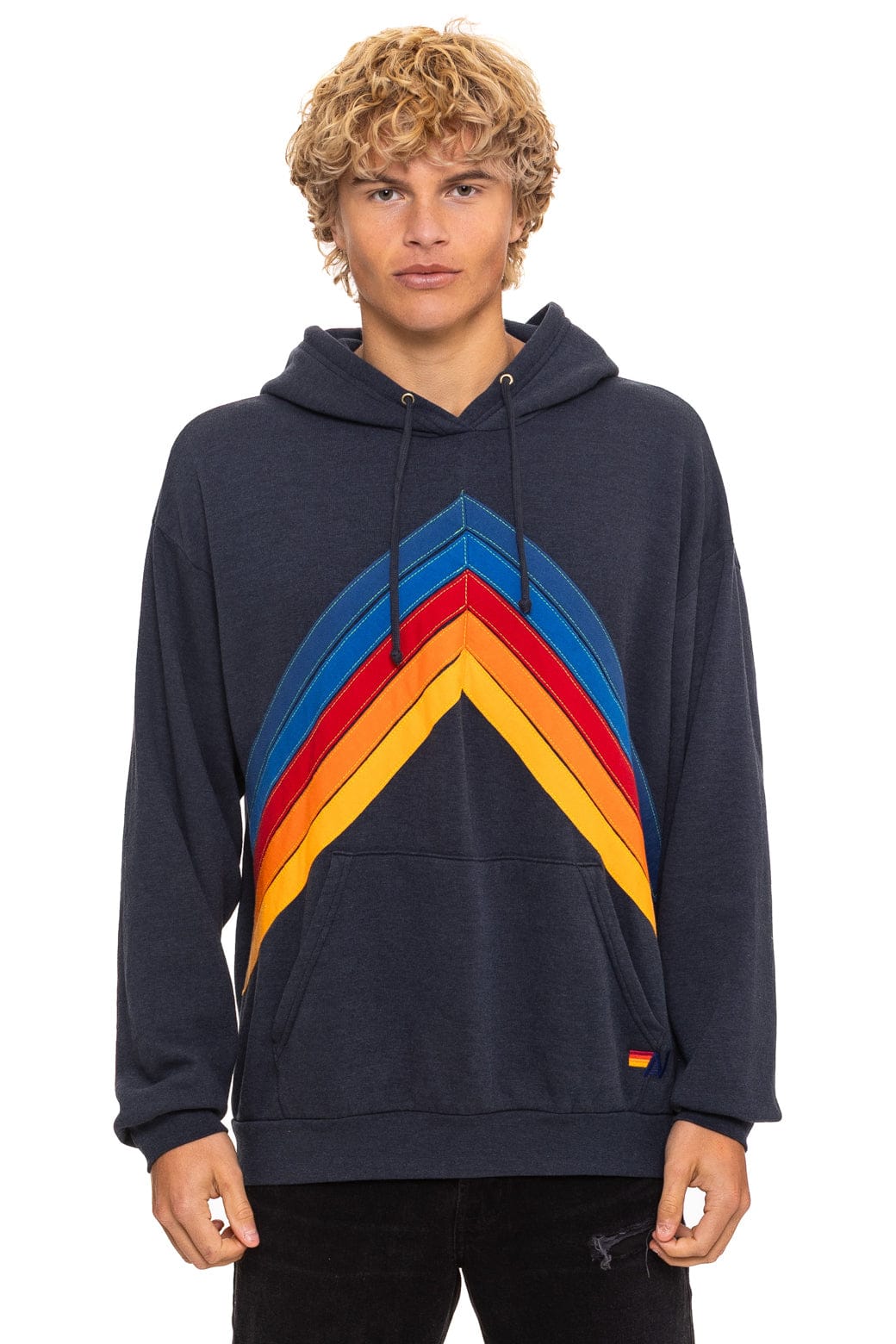 MOUNTAIN STITCH CHEVRON PULLOVER HOODIE RELAXED - CHARCOAL